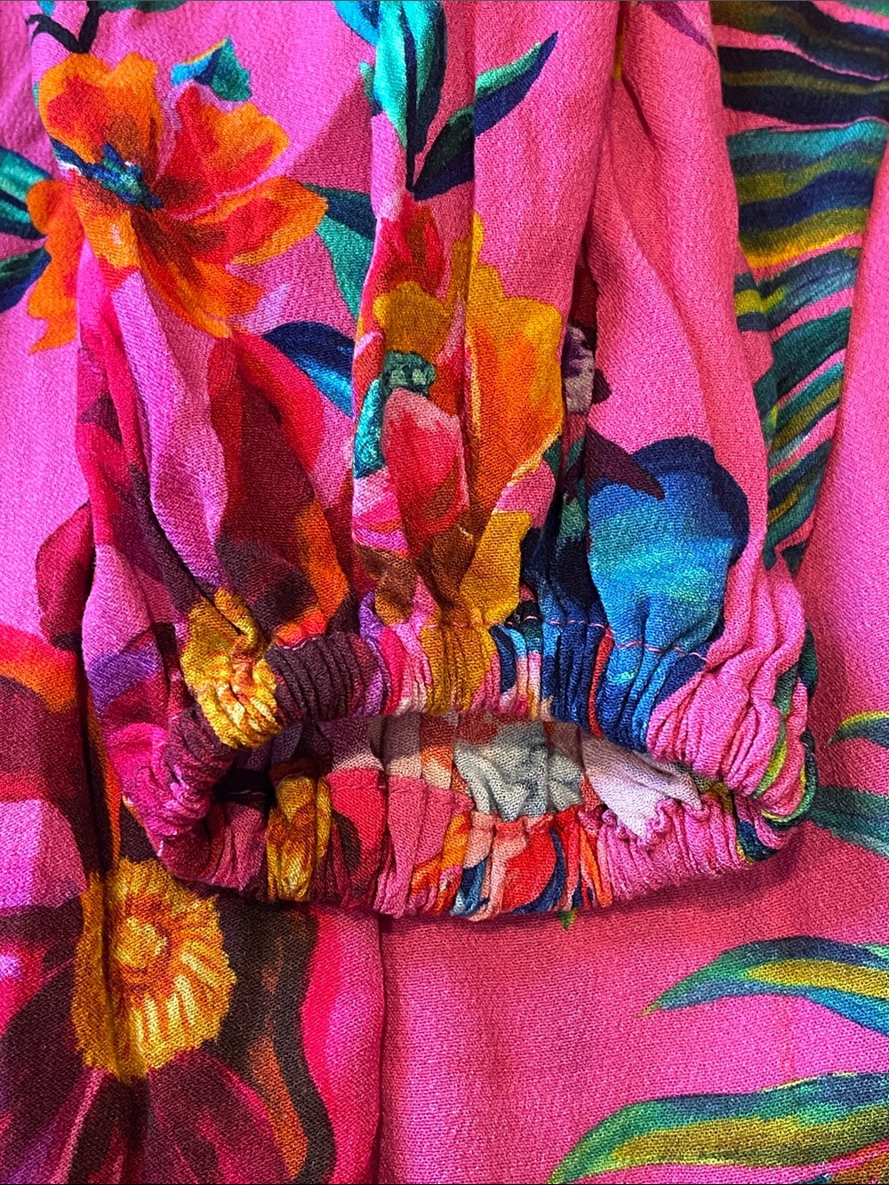 Farm Rio for Anthropologie Hot Pink Tropical Floral Maxi Dress NWT Rayon - Picture 16 of 17